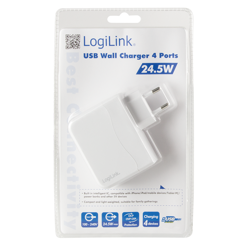 Bekijk afbeelding 2 van LogiLink 230V 4 x USB lader 4900mA
